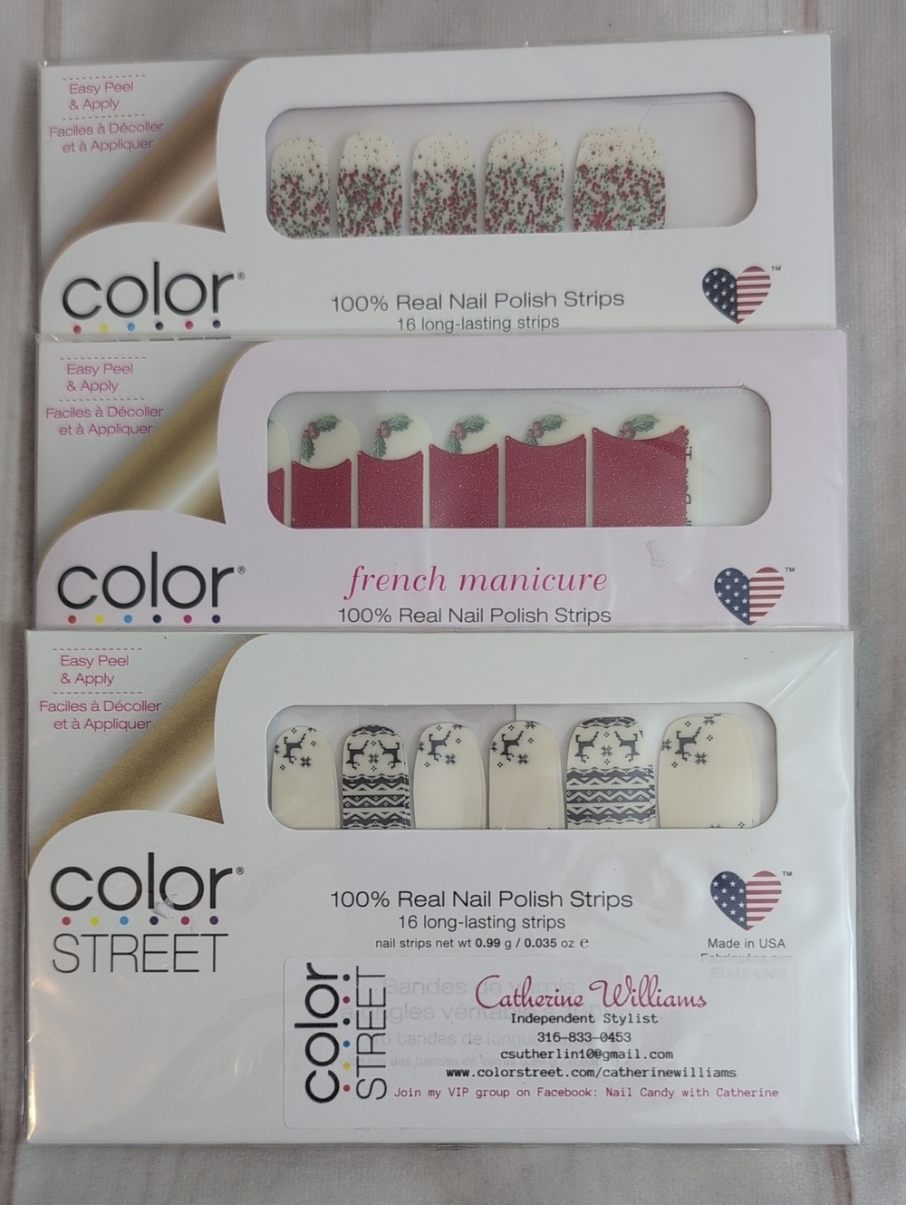 Color Street Christmas Nail Strips Lot 3 Happy Holly Days Mistletoe Dashing Time